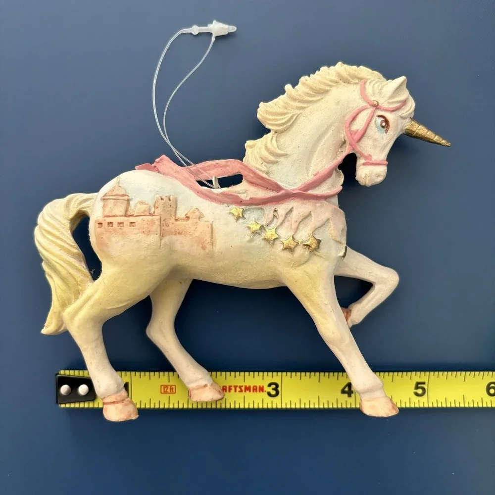 Vintage 80s Unicorn Ornament Fairy Garden Enchanted Decor Pastel Whimsy Retro